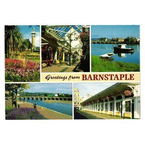 Greetings From Barnstaple Postcard Salmon Cameracolour Scenic Design Unused Coll